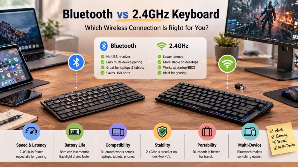 Bluetooth vs 2.4GHz keyboard diagram