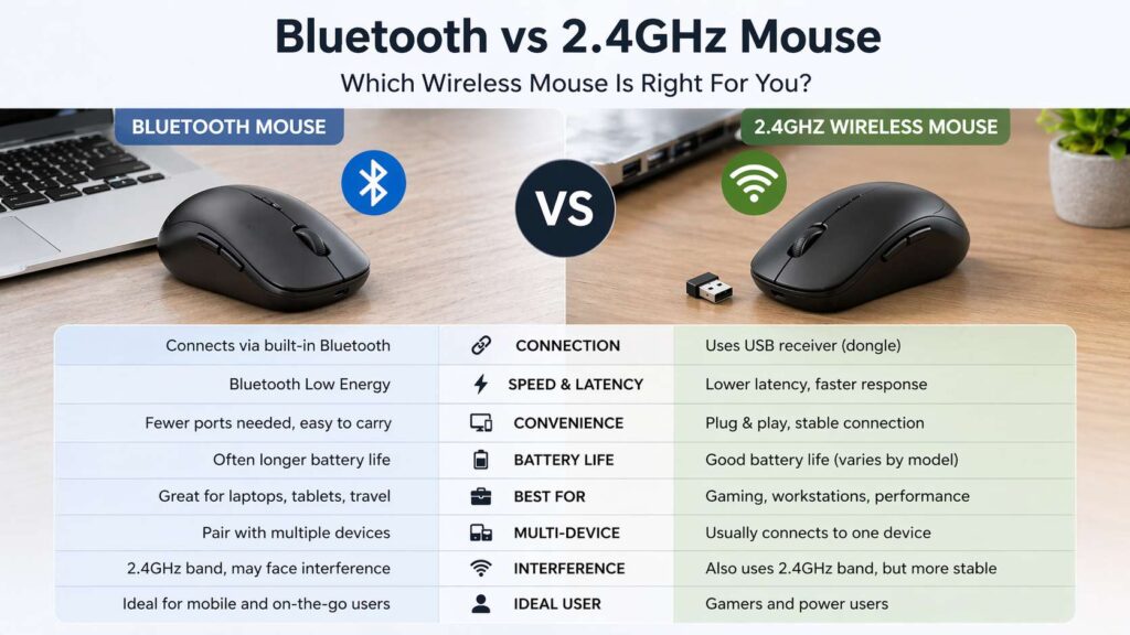 Bluetooth vs 2.4GHz mouse diagram