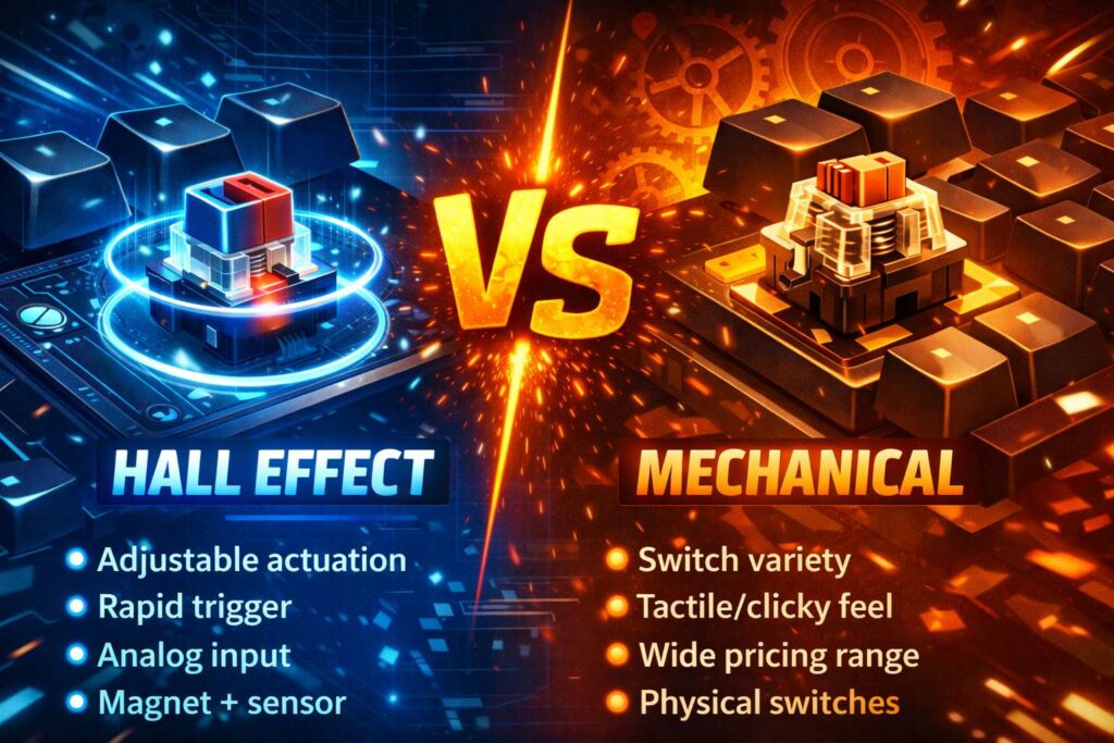 Hall effect vs mechanical keyboard diagram