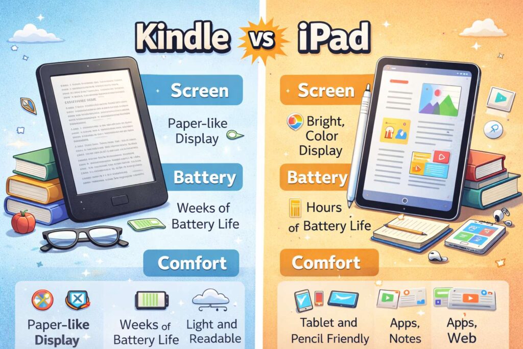 Kindle vs iPad for reading diagram