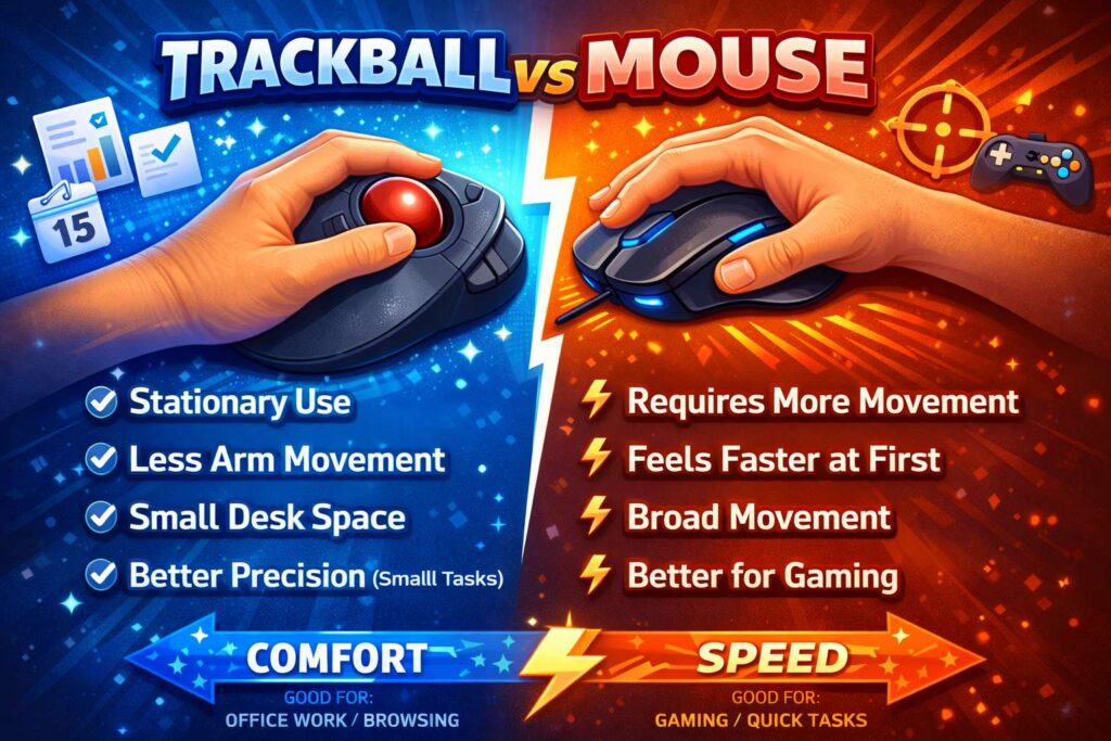 Trackball vs mouse diagram