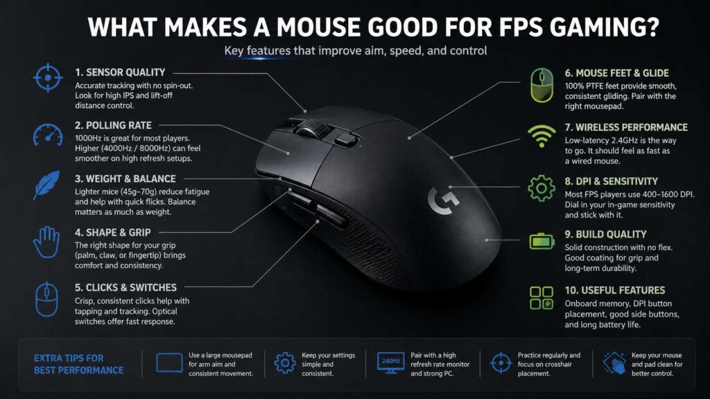 What makes a mouse good for FPS gaming diagram