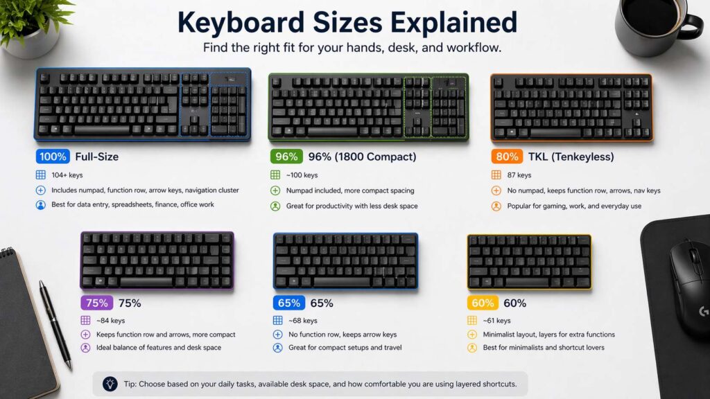 how to choose the right keyboard size diagram
