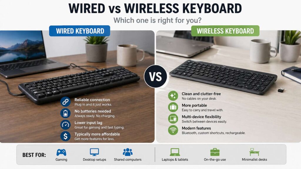 wired vs wireless keyboard diagram