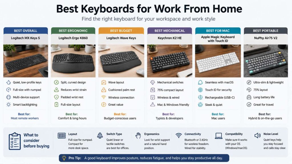 Best keyboards for work from home diagram