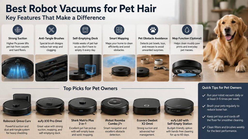 Best robot vacuums for pet hair diagram