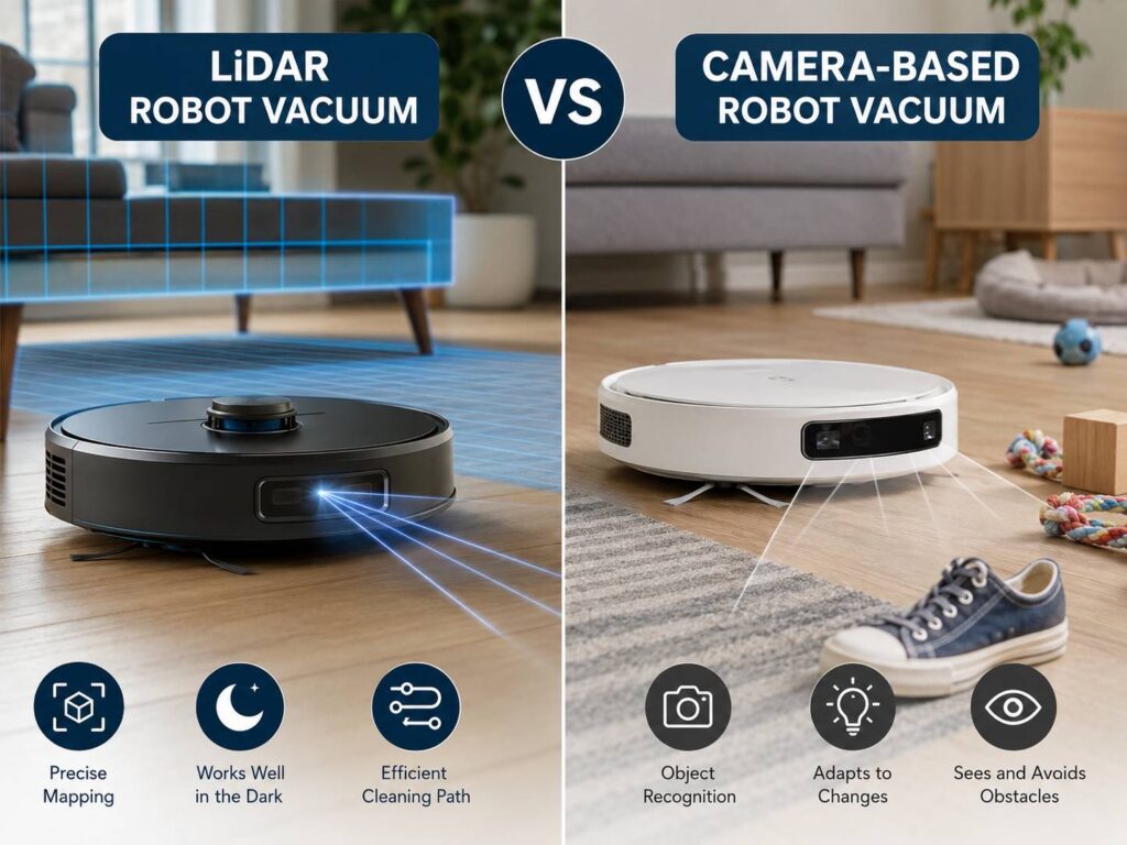 LiDAR Robot Vacuum vs Camera-Based Robot Vacuum: Which One Maps, Cleans, and Avoids Obstacles Better?