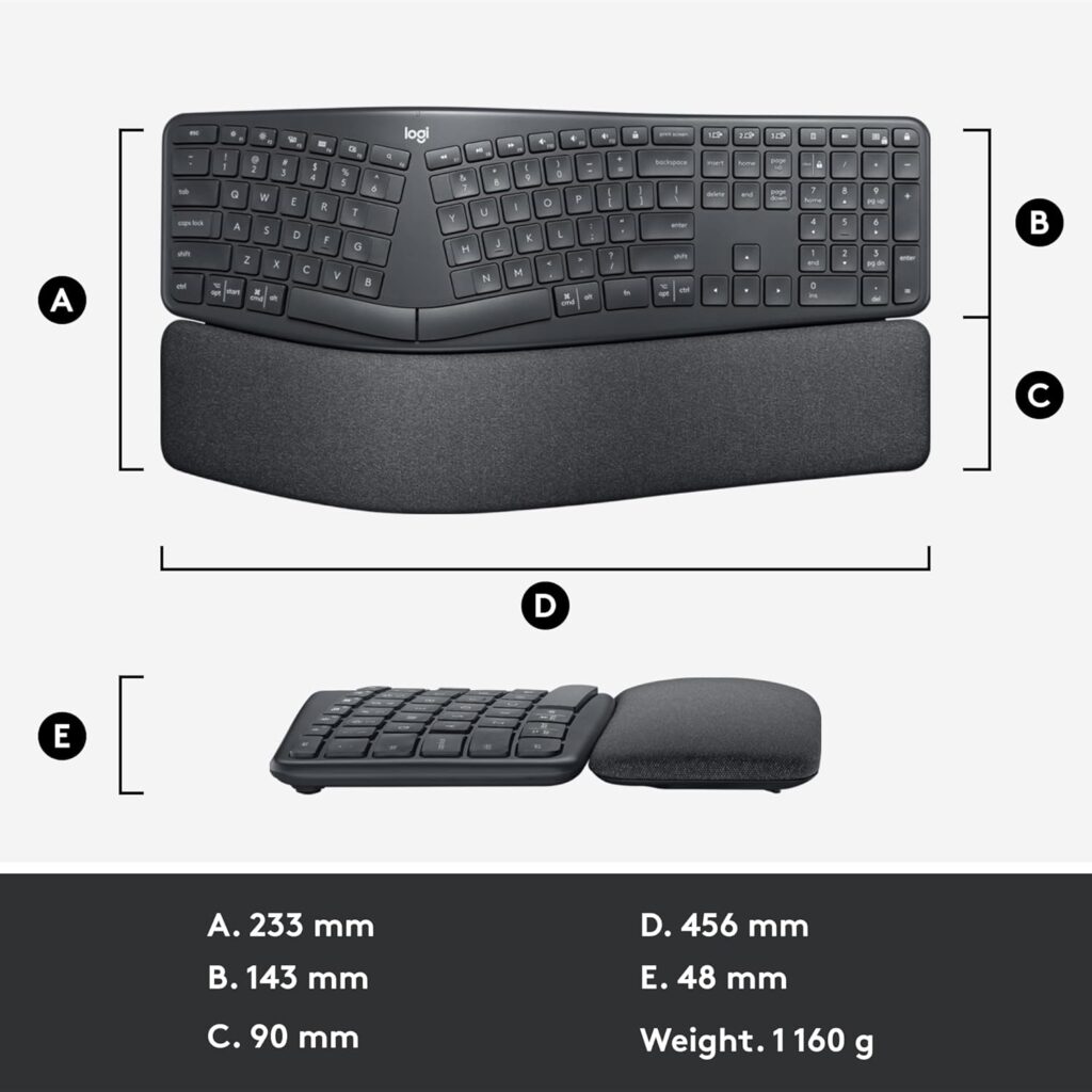 Logitech Ergo K860 dimensions