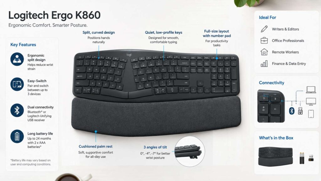 Logitech Ergo K860 review diagram