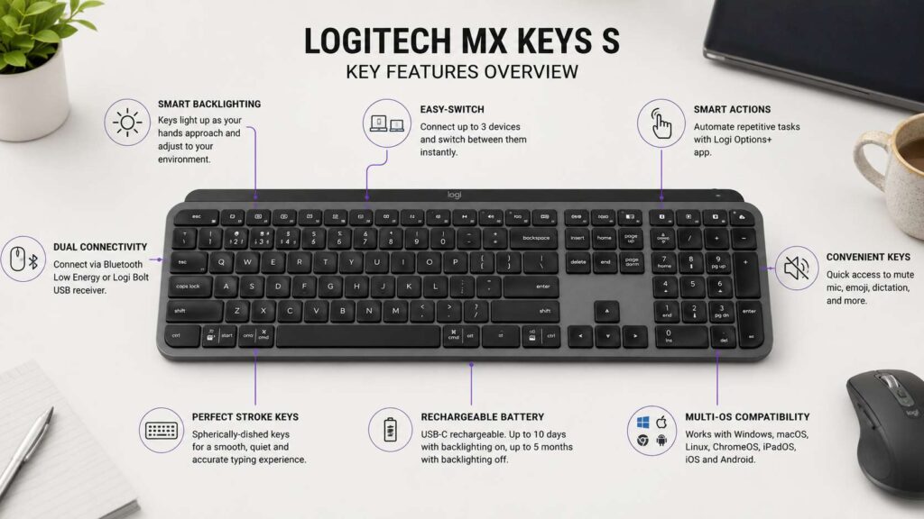 Logitech MX Keys S review diagram