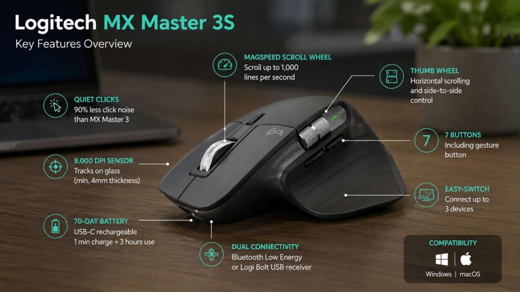 Logitech MX Master 3S review diagram