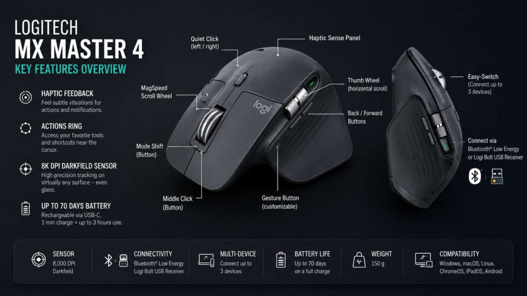 Logitech MX Master 4 review diagram