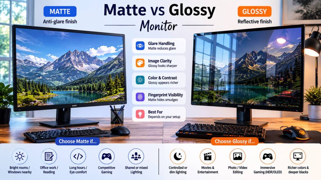 Matte vs glossy monitor diagram