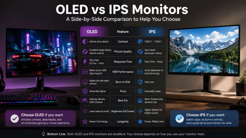 OLED vs IPS monitor diagram