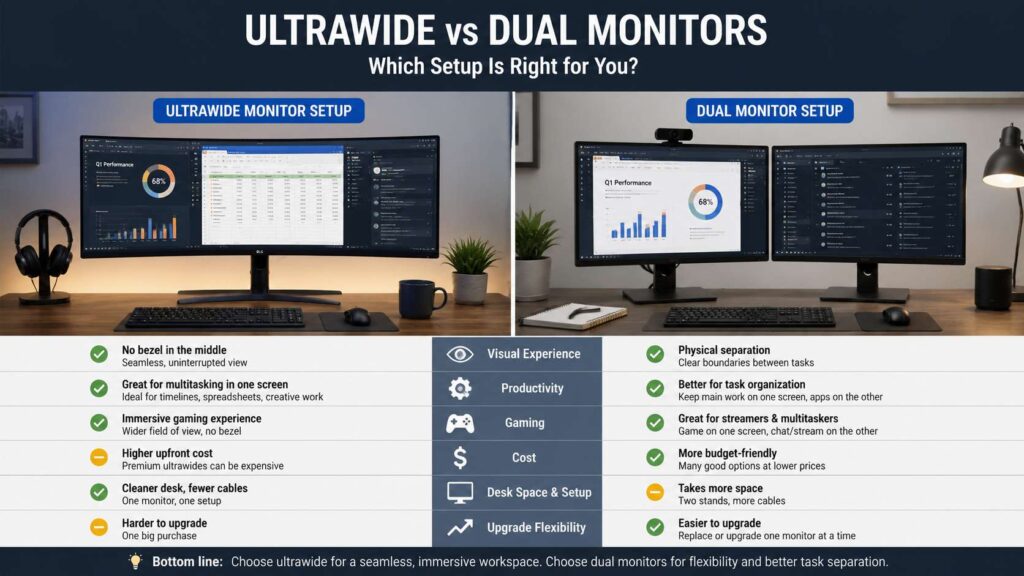 Ultrawide vs dual monitors diagram