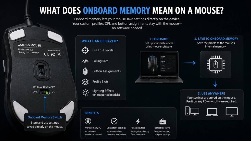 What does onboard memory mean on a mouse diagram