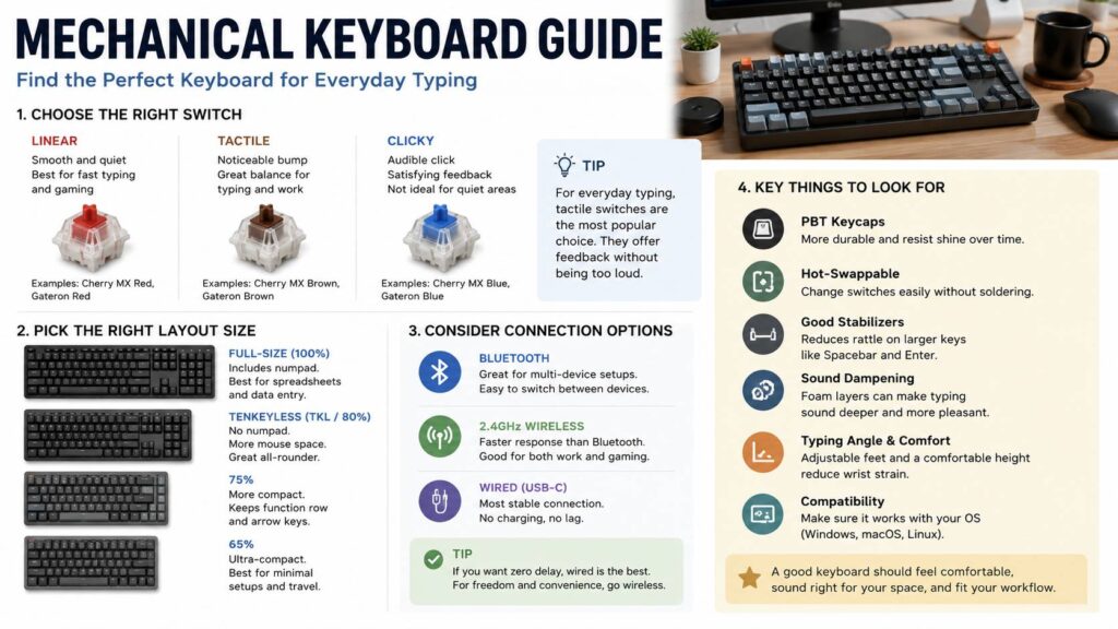 Best mechanical keyboards for everyday typing diagram