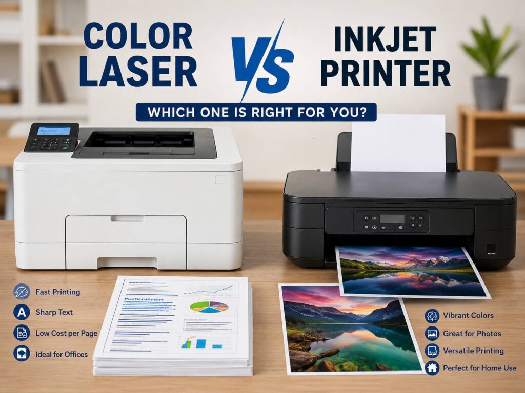 Color Laser vs Inkjet Printer: Which One Is Better for Home, Office, and Long-Term Cost?