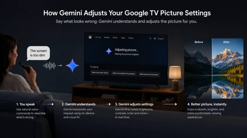 Gemini Google TV picture settings diagram