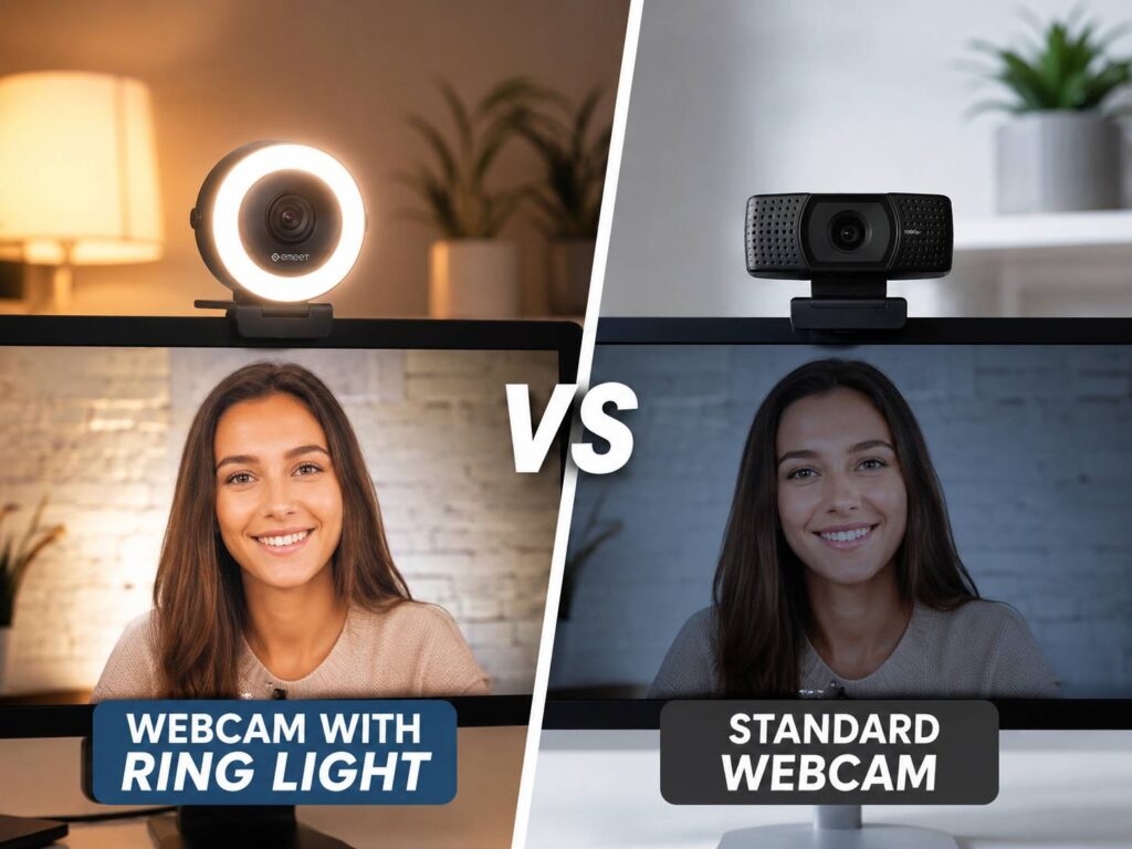 Webcam With Ring Light vs Standard Webcam: Which One Is Better for Video Calls, Streaming, and Work?