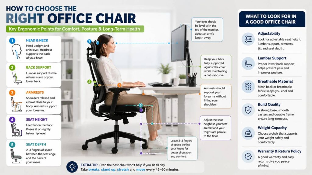 choose the right office chair diagram