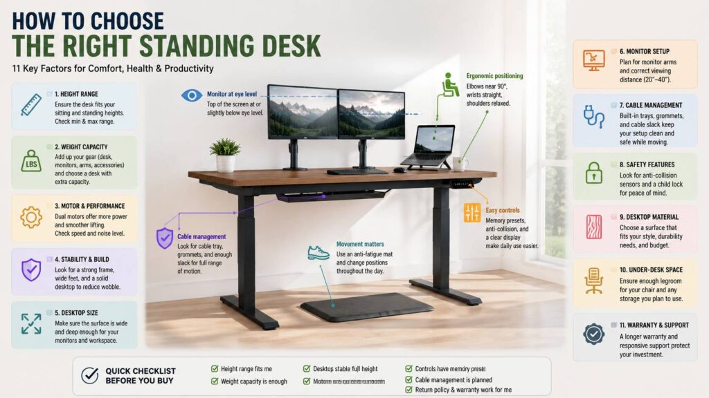 choose the right standing desk diagram