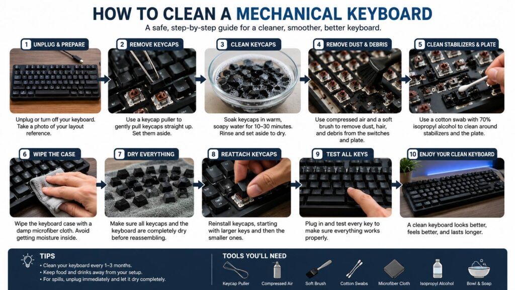 how to clean a mechanical keyboard diagram