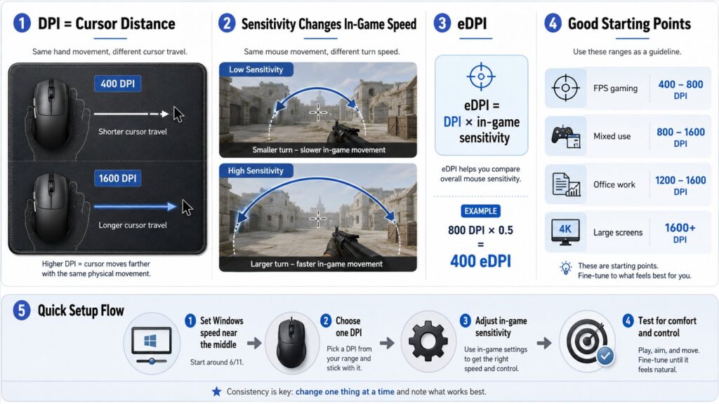 how to set DPI and sensitivity diagram