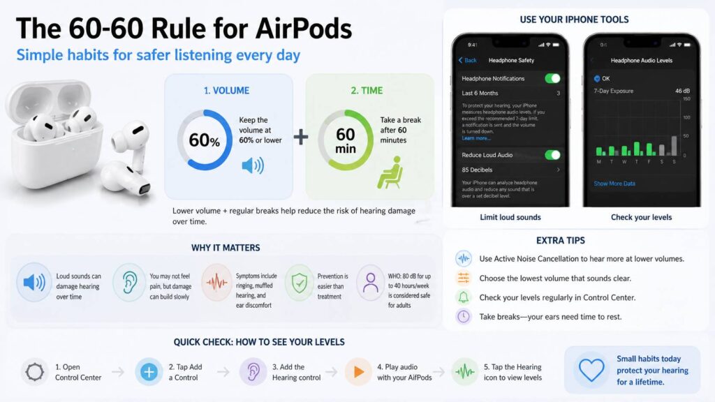 60-60 rule for AirPods diagram