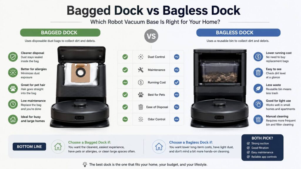 Bagged dock vs bagless dock diagram