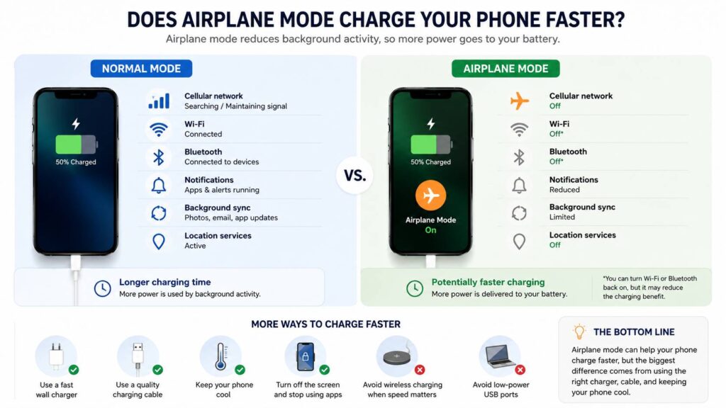 Does airplane mode charge your phone faster diagram