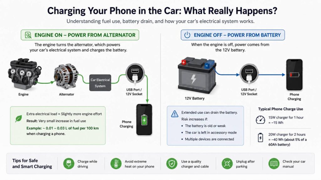 Does charging your phone in the car use more fuel diagram