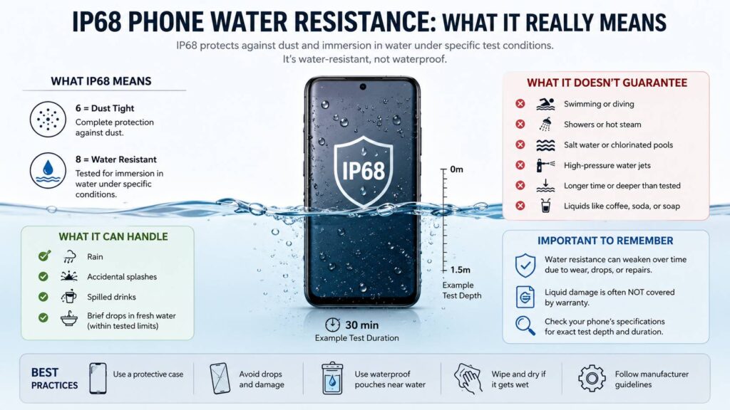 Is an IP68 phone waterproof diagram