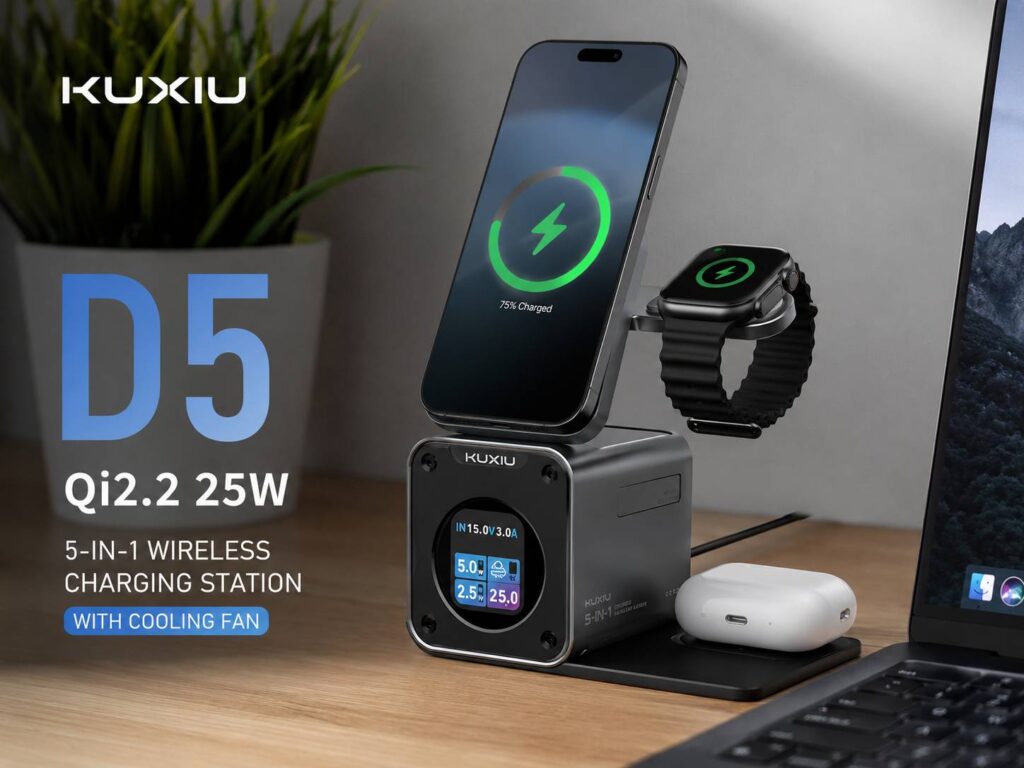 KUXIU D5 Qi2.2 Charger Adds a Cooling Fan to Make 25W Wireless Charging Feel Smarter