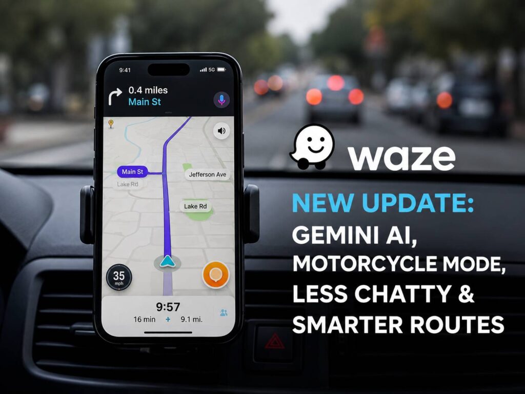 Waze’s Big 2026 Update Adds Gemini AI, Motorcycle Mode, and Quieter Directions