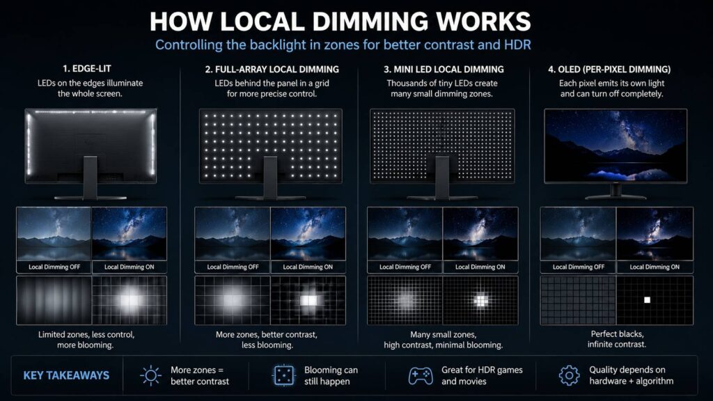 What is local dimming on a monitor diagram