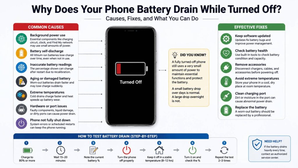 phone battery drains when turned off diagram