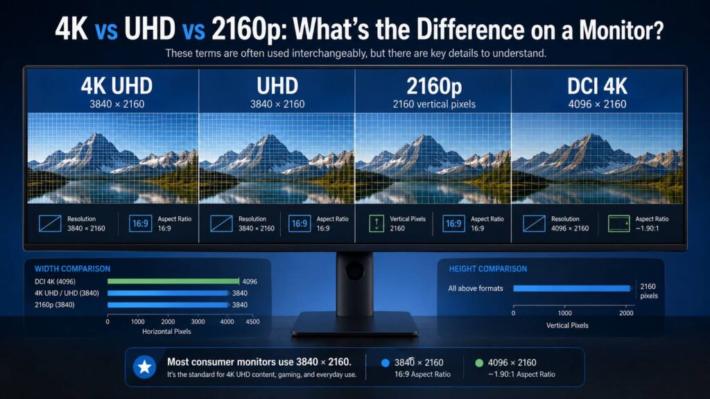 4K vs UHD vs 2160p diagram