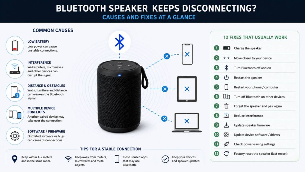 Bluetooth speaker keeps disconnecting diagram