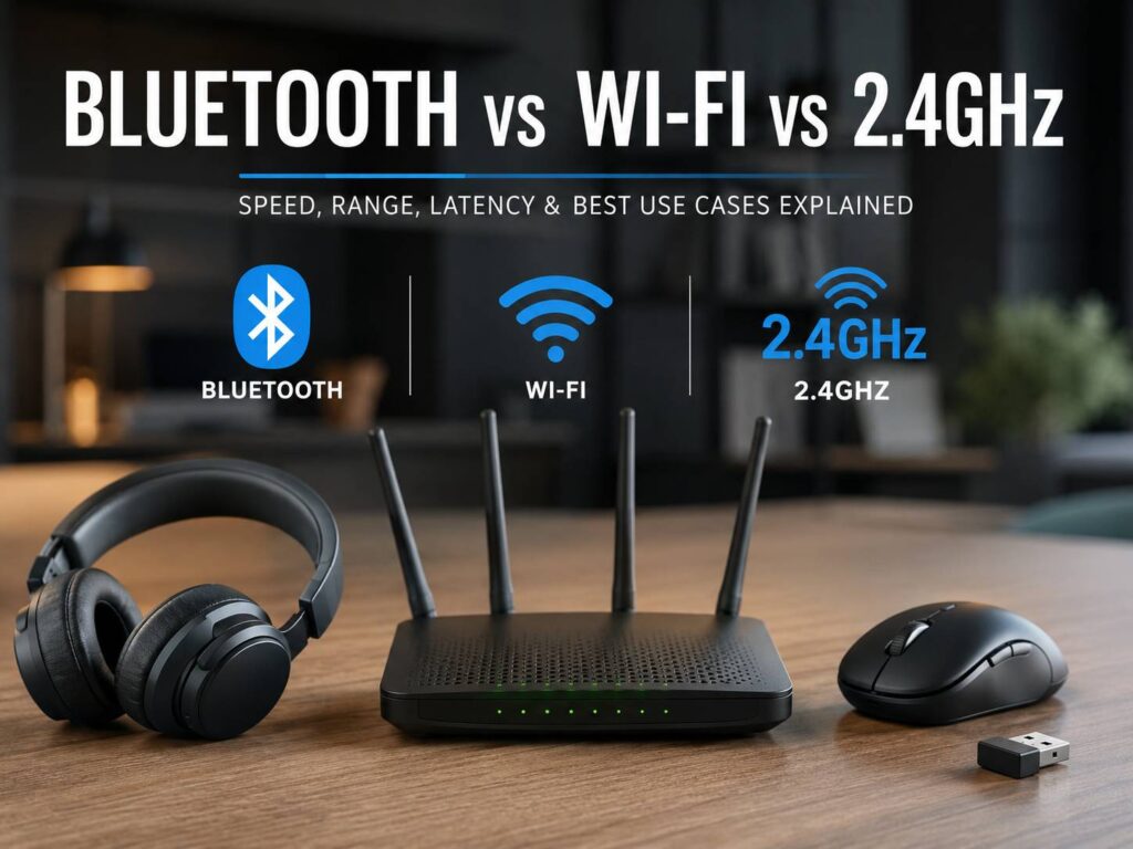 Bluetooth vs Wi-Fi vs 2.4GHz: Which Wireless Connection Is Best for Gaming, Speed, Range, and Everyday Use?