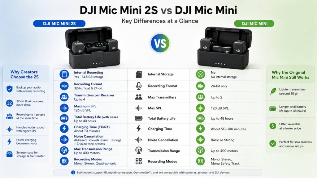 DJI Mic Mini 2S vs DJI Mic Mini diagram