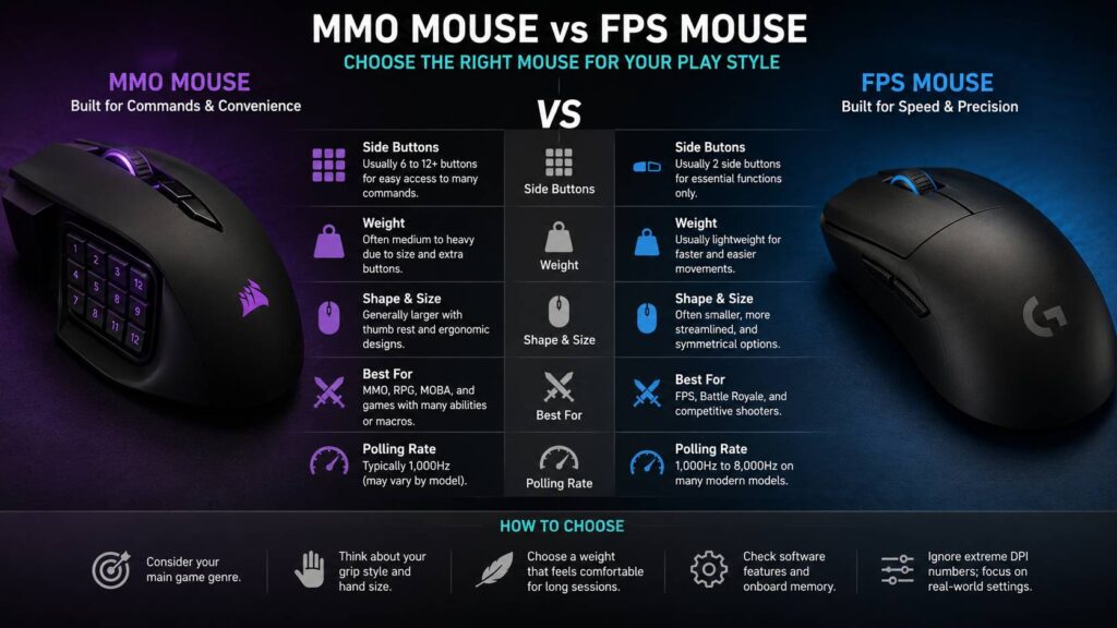 MMO mouse vs FPS mouse diagram