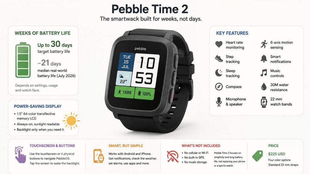Pebble Time 2 battery life diagram