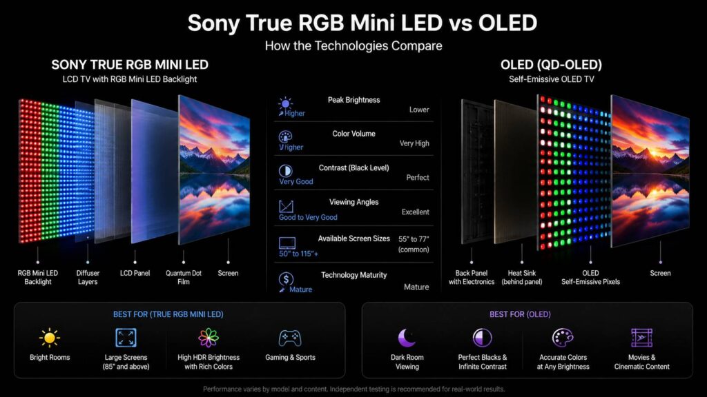 Sony True RGB Mini LED diagram