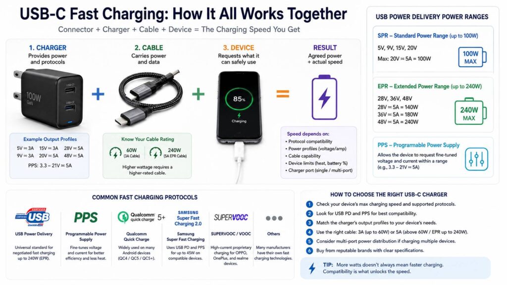 USB-C fast charging standards diagram