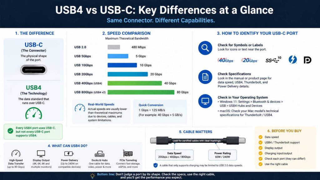 USB4 vs USB-C diagram