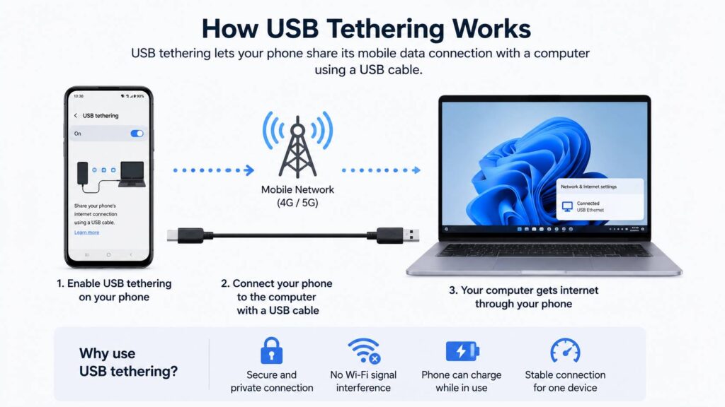 What is USB tethering diagram