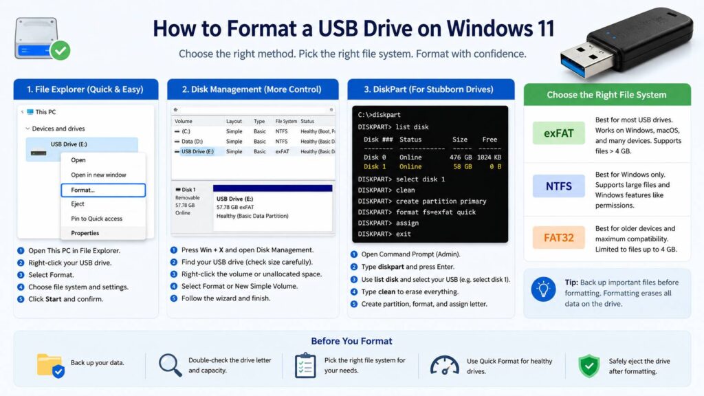 how to format a USB drive on Windows diagram