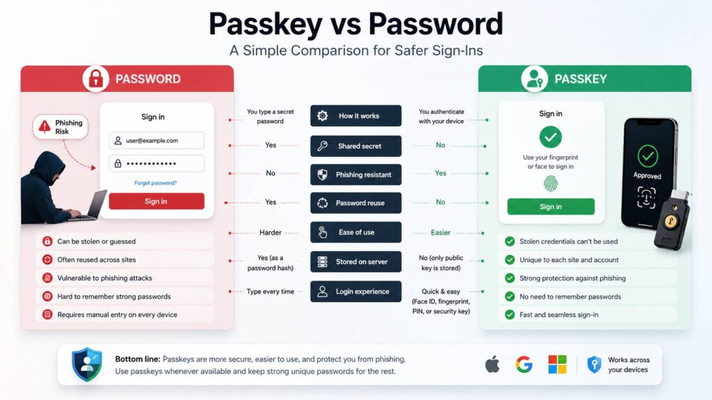 passkey vs password diagram