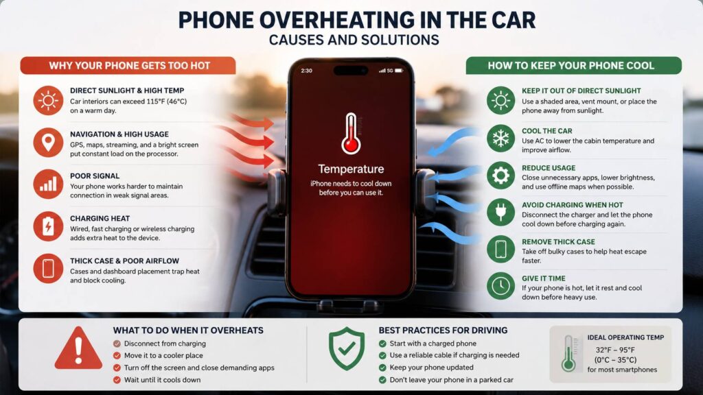 phone overheating in the car diagram